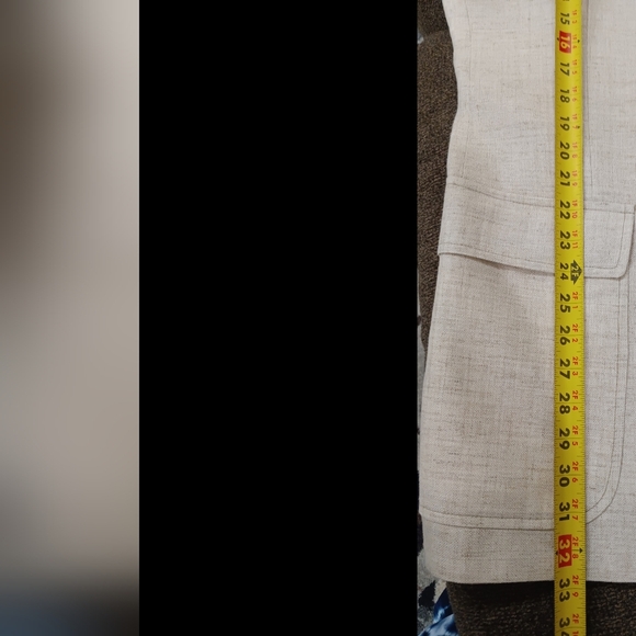 VINTAGE Beige Tweed SPORT COAT Beige Blazer Suit Timeless Designer Jacket Sz 40L - Picture 13 of 14